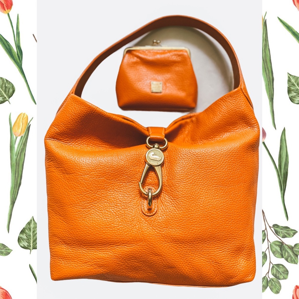 Dooney & Bourke Pebble Leather Logo Lock Hobo Bag